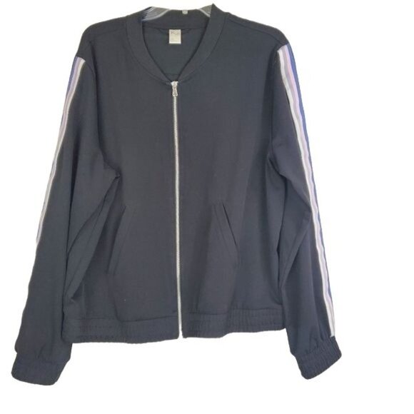 Old navy black pastel stripe active track jacket and sports bra set - Picture 2 of 11